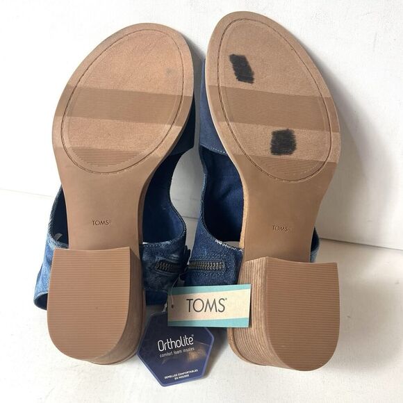TOMS Ortholite Women's 12 Navy Blue Suede/Washed Denim Sling Back Heel Sandals - Picture 9 of 9